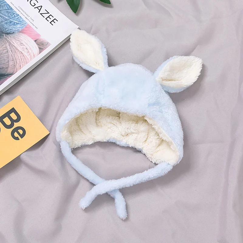 Cute Rabbit Baby Earmuffs Hats Winter Velvet Warm Infant Caps Cartoon Soft Beanie Cap Baby Boys Girls Winter Hats 1-4T