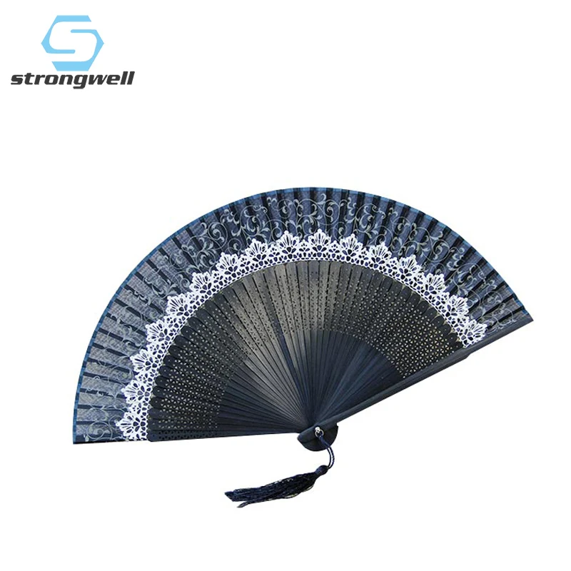 

Strongwell Classic Chinese Style Fan Dance Wedding Party Gift Lace Silk Fabric Bamboo Frame Folding Fan Hand Fan Wedding Gifts