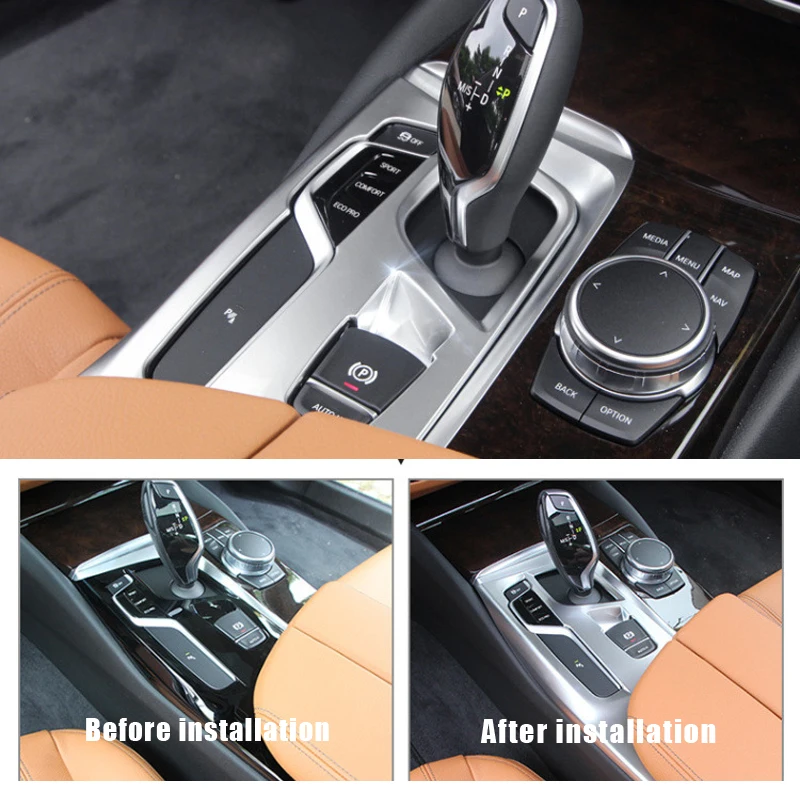 

For BMW G30 car modified shift knob control ABS chrome panel gear box decoration car styling sticker decoration