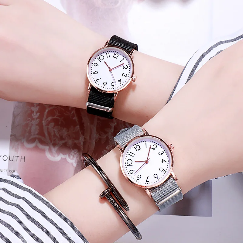 

Canvas Strap Quartz WristWatch Women Gift For Girls Fashion Dress clock woman watch 2019 Casual ladies watch relogio femenino