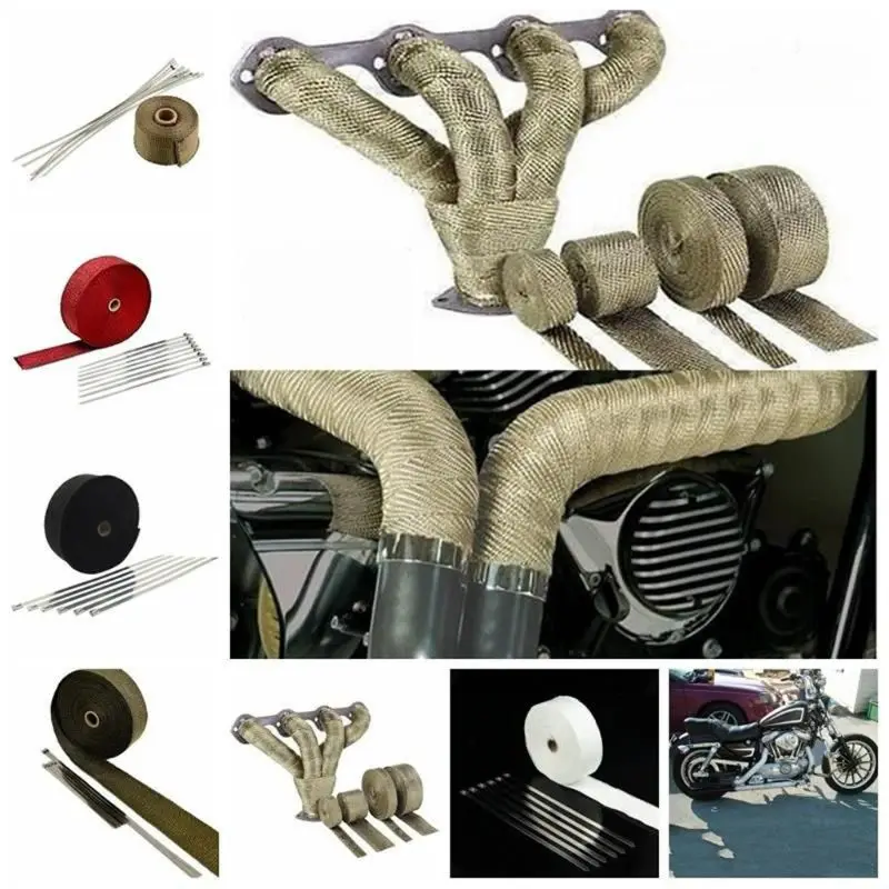 3PCS High quality motorcycle car exhaust pipe banana with heat insulation fireproof safematerial engine coke head cloth