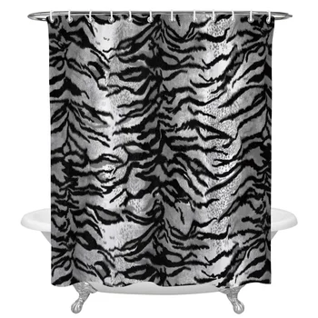 

Animal Tiger Skin Black White Waterproof Shower Curtain Polyester Shower Curtains Bathroom Decoration Accessories Cortinas