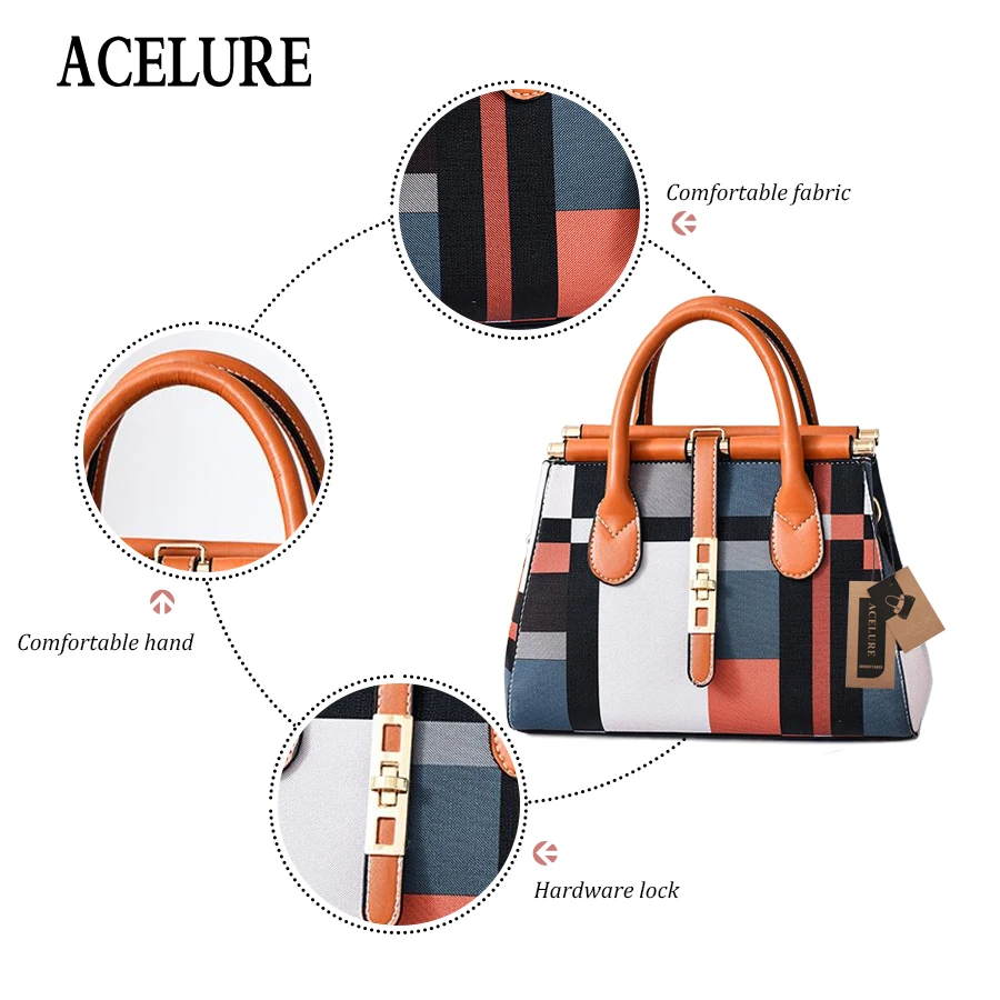 Goedkoop ACELURE Tas Vrouwen Handtas Mode Vrouwen Tas PU Lederen Draagtas Dames Designer Patchwork Handtassen Vrouwelijke Toevallige Grote Schoudertas