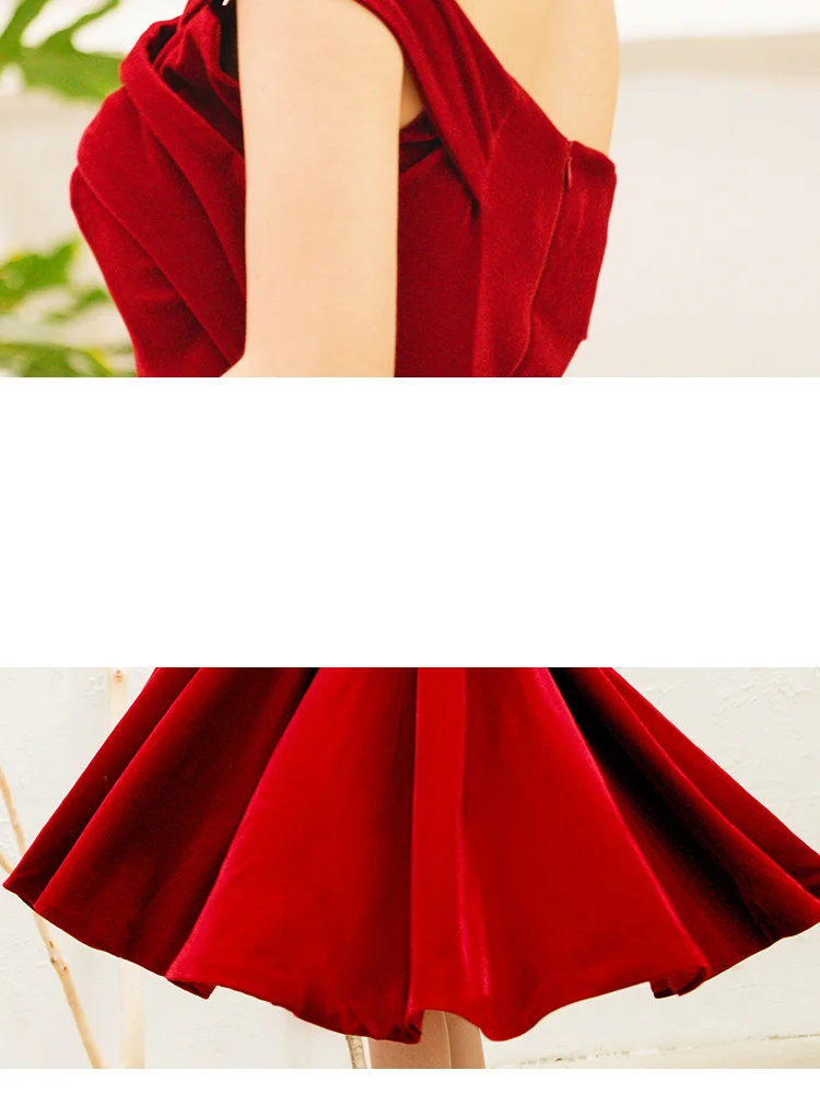 It's Yiya платье для выпускного бала бордовое с вырезом лодочкой Vestidos de gala с открытыми плечами плюс размер Короткие платья женские вечерние E584