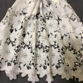 

Factory price African Cord Lace Fabric High Quality guipure lace fabric For Party Dresses In Pure white 5yds/pcs