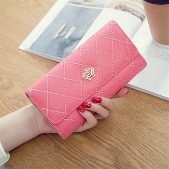 

Top Quality Latest Lovely Leather Long Women Wallet Fashion Girls Change Clasp Purse Money Coin Card Holders wallets Carteras