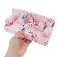 1Set = 3pcs Dollhouse Small Floral Fabric Sofa Set Furniture With 2 Pillow Doll Accessories 20cm * 7.5cm * 9cm 1