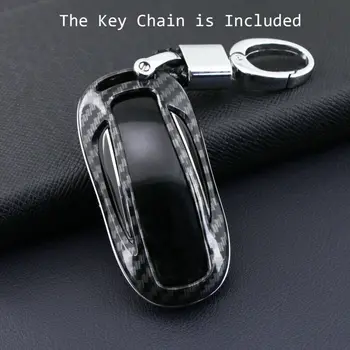 

Carbon Fiber Car Key Fob Chain Cover Case Holder For Tesla Model X 2016-2019 Key Case Protector Decoration