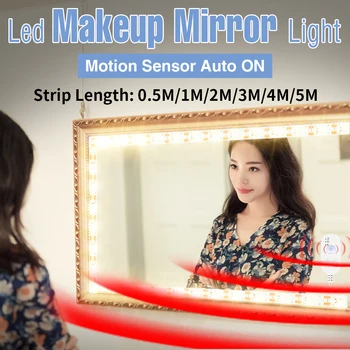 

Cosmetic Light USB Flexible Lamp Vanity Mirror Light LED 5V Dressing Table Lights Sensing Waterproof Makeup Lamp 0.5 1 2 3 4 5 M