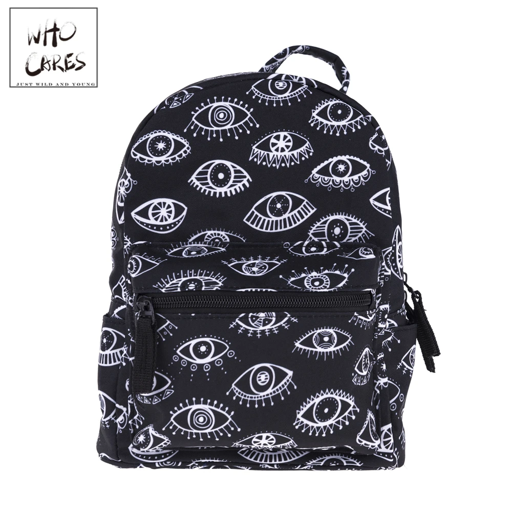 

Female Mochila Eyes Black Print Backpack Women Shoulder Bag For Teenage Multi-Function Small Bagpack School Backpack