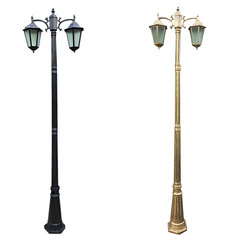 

Европейский утолщенный осветительный столб, две литые лампы, 2,3 м, CE, 220 В, наружное освещение для сада и дороги, светодиодный уличный фонарь