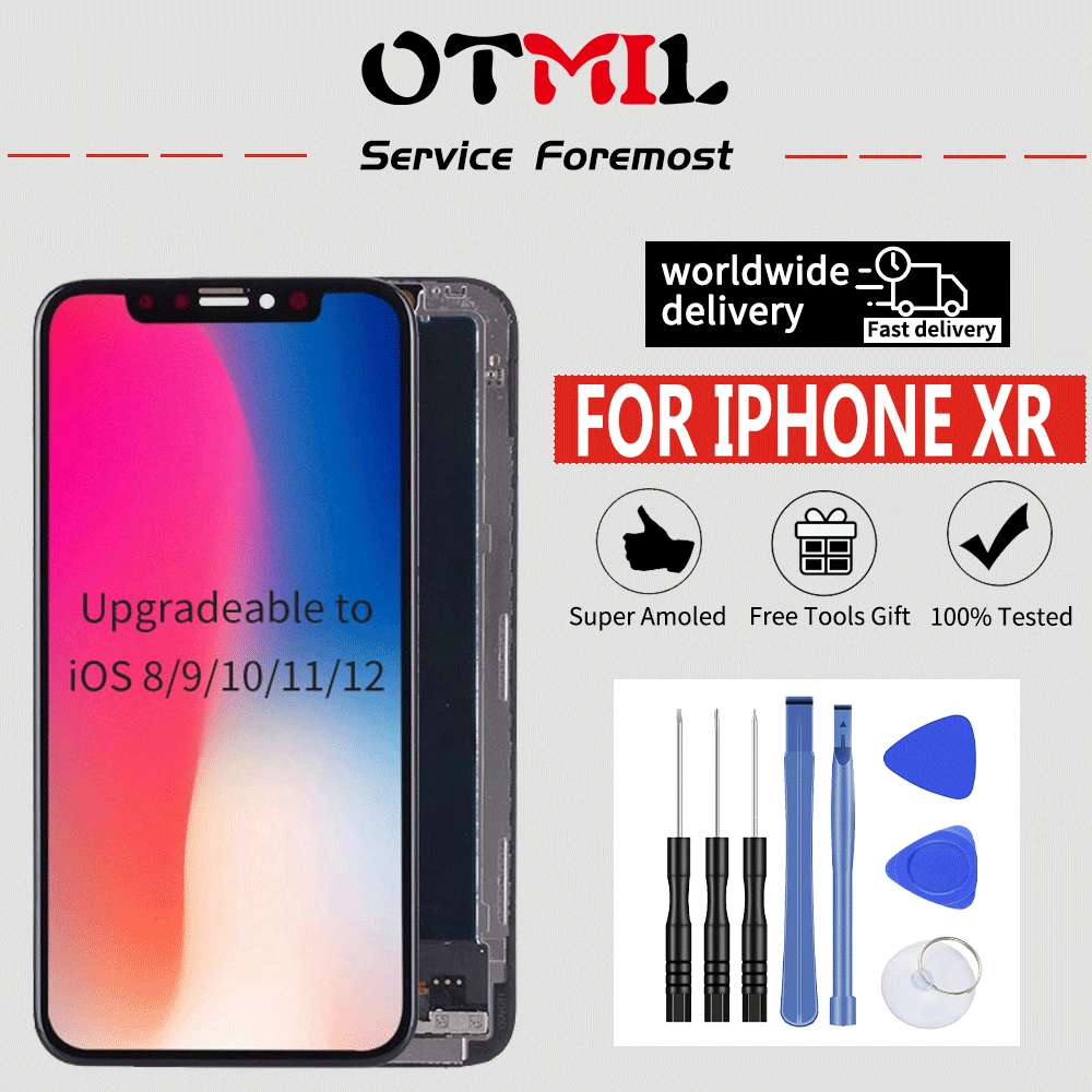 

OTMIL Original 6.1'' for iPhone XR LCD Display Touch Screen Digitizer Assembly Replacement 100% Tested For iPhone XR 1792x828
