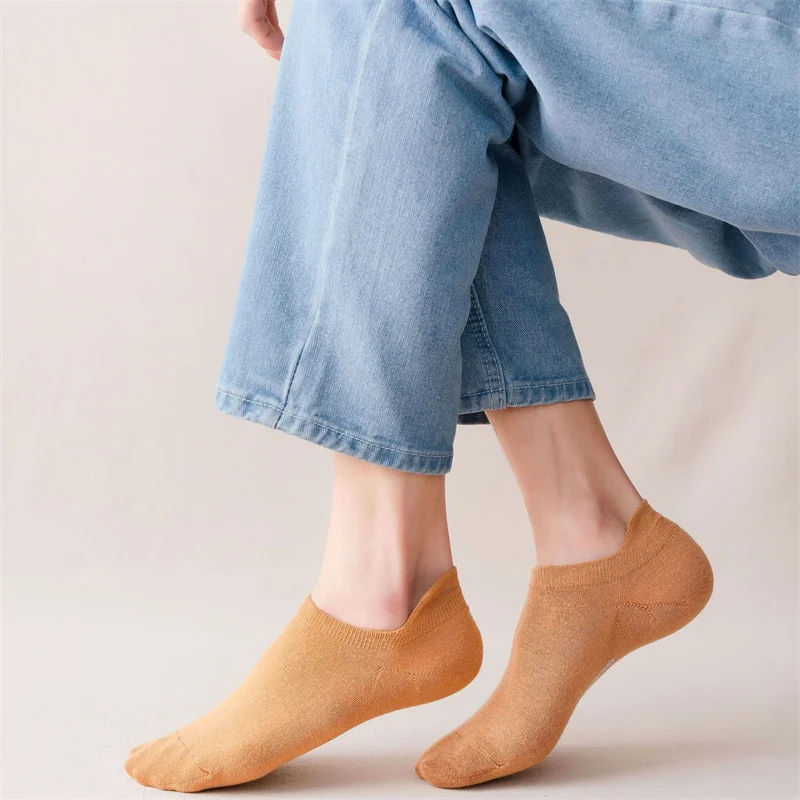 5 Pairs Men Socks Spring summer Invisible Socks Leisure Cotton Short tube Pure color Boat Male Socks Wholesale