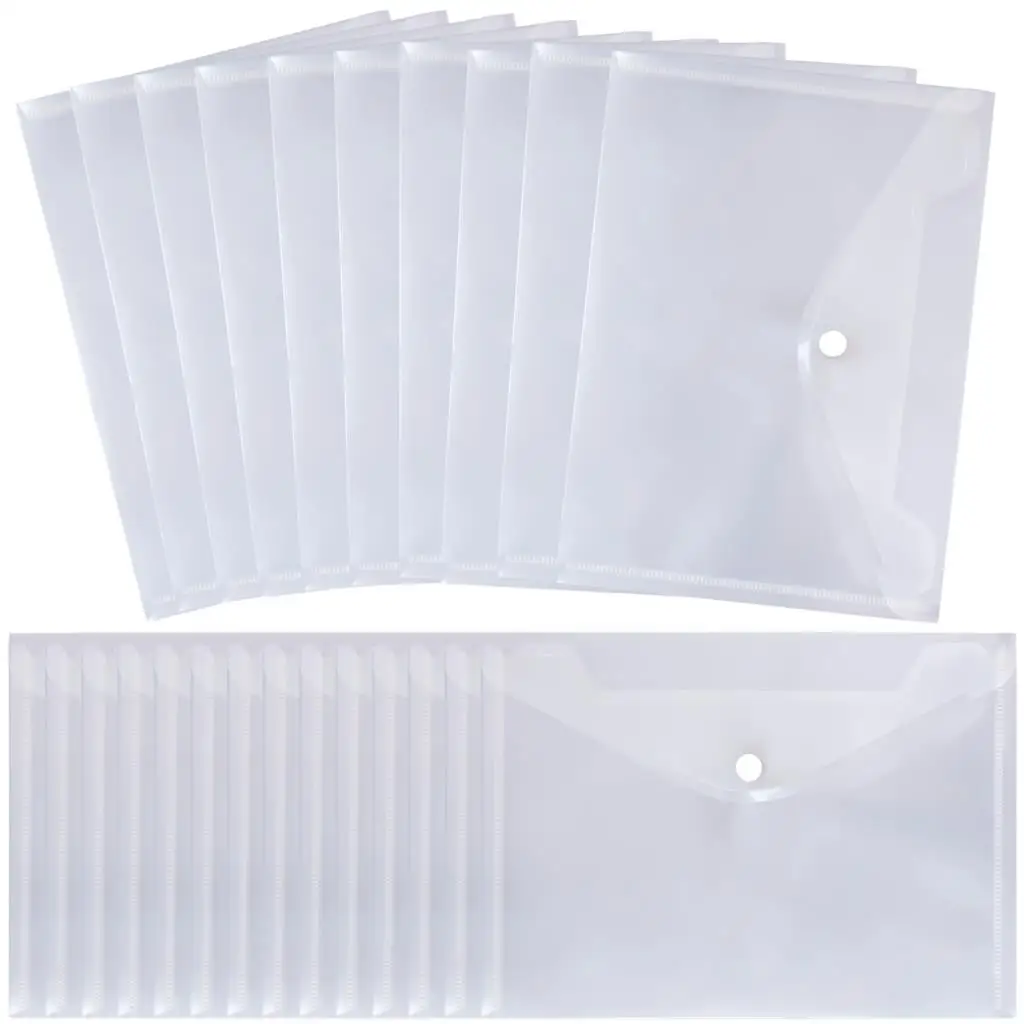 Sac de rangement transparent pour timbres et matrices, poche de rangement en plastique refermable, grande enveloppe, 24 pièces