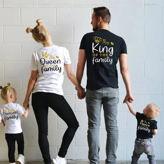 Tshirt family clothing sets Crown summer family matching outfits fashion mother kids short sleeve mon dad and baby family look 3