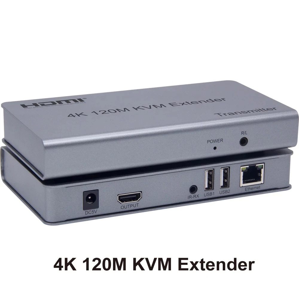 HD 4K 120M KVM HDMI Extender TX RX Extender 4K @ 60HZ 1080P señal de 120M Ethernet RJ45 CAT5e/6 Cable bucle Local-+ control remoto IR