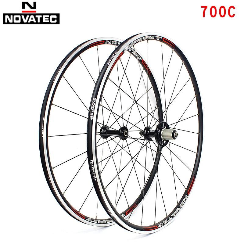 Novatec Road bike Wheelset 700C Bicycle parts Aluminum alloy Tube tyre wheels 4 Bearings 7-11speed V brake QR Bicycle Wheel set
