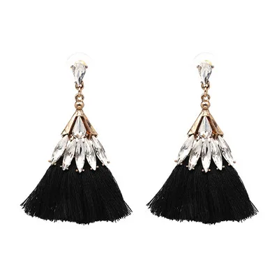 Модные Винтажные богемные висячие серьги с кристаллами, большие серьги висюльки для женщин, свадебные серьги mujer moda - Окраска металла: 50111BK