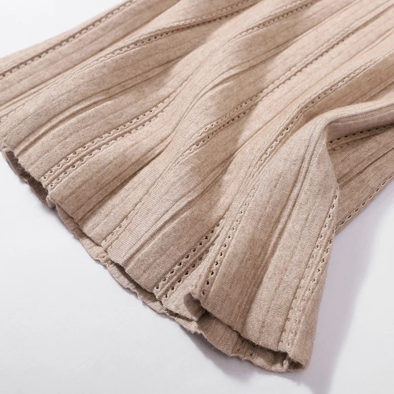 

Pleated skirt autumn and winter faldas mujer moda 2019 new solid color jupe femme hollow autumn and winter knit skirt