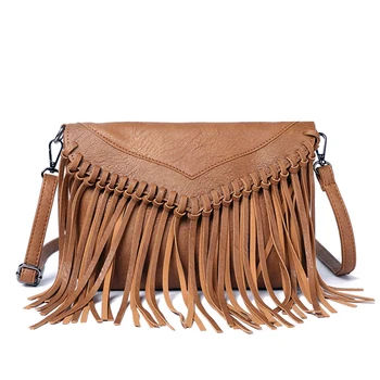 

Shoulder bags for womens 2020 purse luxury ladies crossbody leather messenger envelope sling retro fashion tassel bag monedero