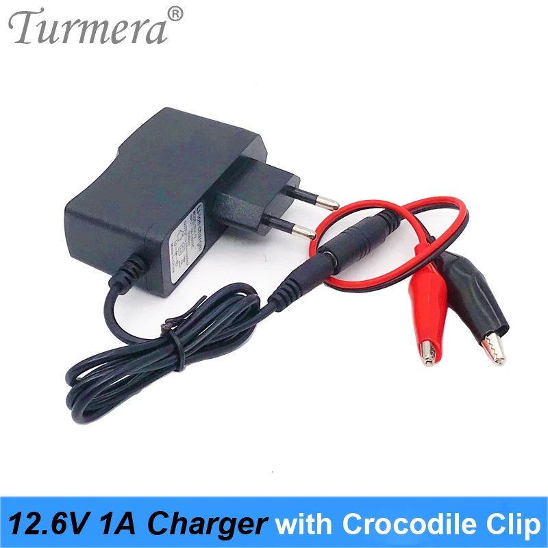 

Turmera 12V 12.6V 1A Lithium Battery Charger with Crocodile Clip for 12V Lead Acid Battery 7Ah 10Ah20Ah Motorcycle Power Charger