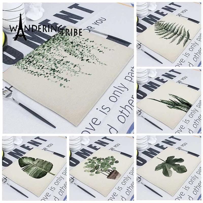 

Зеленое женское льняное чайное полотенце 42x32 см, матовая салфетка, салфетка для стола, тарелки, салфетка, свадебное Guardanapo Tecido Serwetki