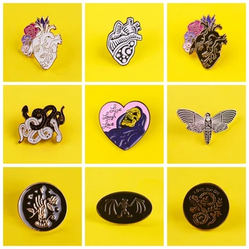 

Punk Skull Badges on Backpack Flower Heart Badges for Clothes Enamel Pins for Backpacks Brooch Clothes Lapel Pin Badge Gift DIY