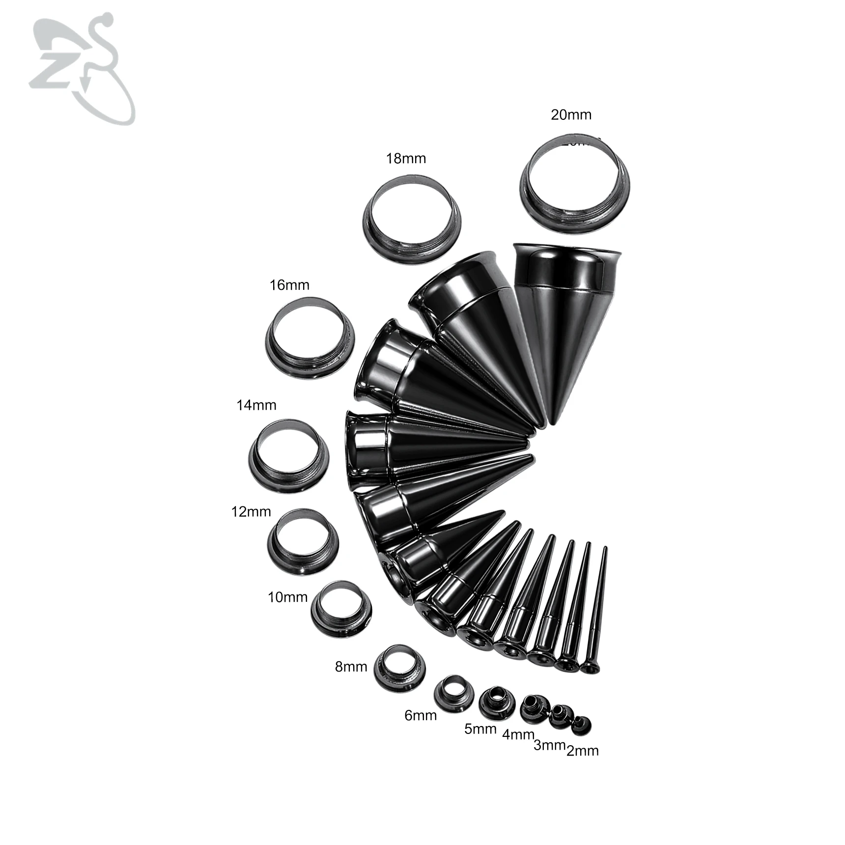Piercing Jewelry Ear Piercing Jewelry Body Piercing Jewelry Body Jewelry Ear Taper Earrings ZS 2pcs 2-20m 2 in 1 Stainless Steel Ear Plugs And Tunnel Fit Interchangeable Taper Plug Piercing Ear gauges Black Stretcher