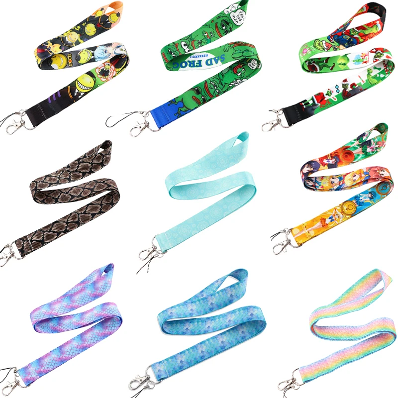 

10pcs/lot BH1501 Blinghero Cartoon Funny Sad Frog Necklace Anime Lanyard Keychain key Mermaid Phone Rope Accessories