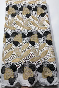 

High Quality Embroidered Swiss Voile Lace In Switzerland With Stones Eyelet Holes Nigerian African Lace Fabric For Dress HSH080