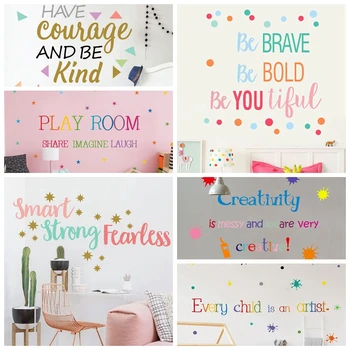 

Tofok Colorful English Proverbs Wall Stickers Living Room School Classroom Wall Decoration Waterproof PVC Wall Decals Wallpaper