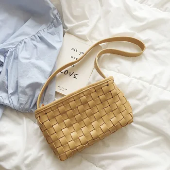 

2020 Solid Color PU Leather Weave Crossbody Bags For Women Shoulder Bag Female Handbags and Purses Lady Travel Bag clutches