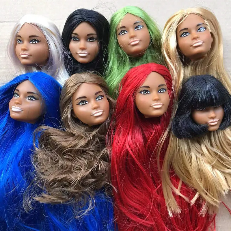 Original Rare Face Princess Doll Head Long Colorful Hair Doll Heads Collection DIY Figures Quality Doll Accessories Girl Toys 10pcs japan skrgaed010 touch switch 6 6 5 button with two white heads and long life