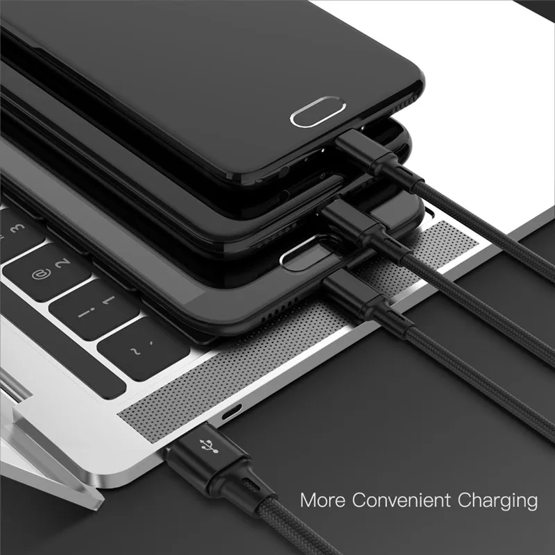 3 в 1 USB кабель для зарядки мобильного телефона для iPhone 7 Android Micro usb type C зарядный кабель для samsung S10 быстрое зарядное устройство провод