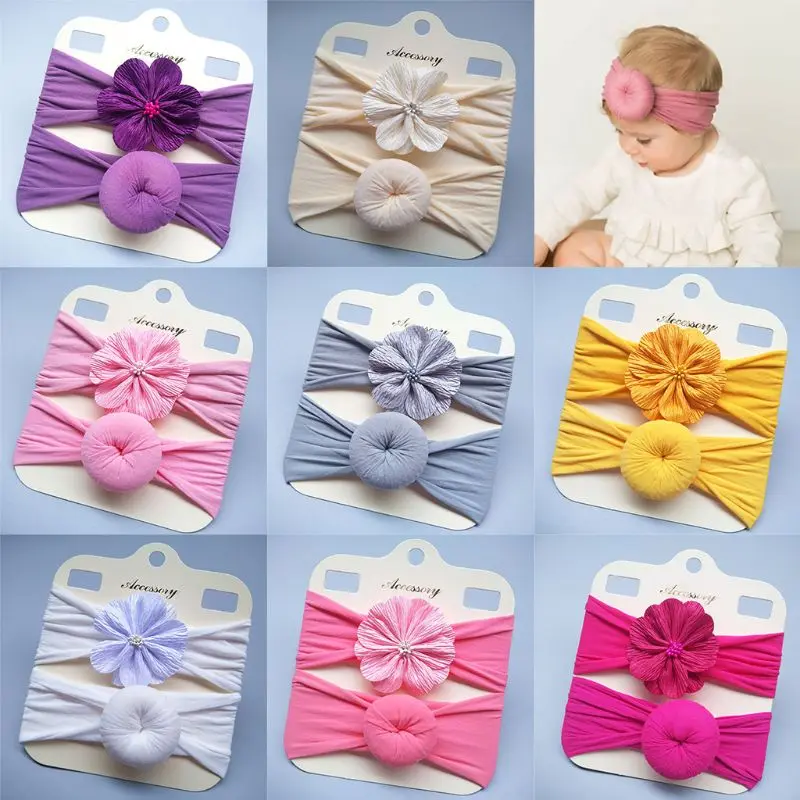 Повязка на голову для маленьких детей 2 шт. Детская повязка с цветком пончика