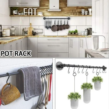

Space Saving Storage Detachable Utensils Organizer Modern Home Wall Mounted Pan Lid Hanging Rail With Hooks Pot Rack Kitchen