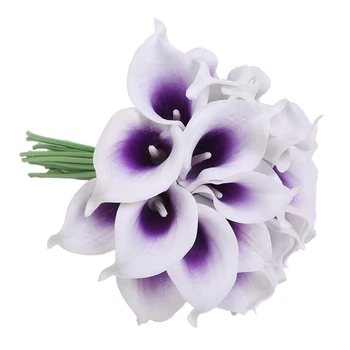 

Artificial Flowers, Fake Flowers PU Artificial Calla Lily Bridal Wedding Bouquet for Home Garden Party Wedding Decoration 12Pcs