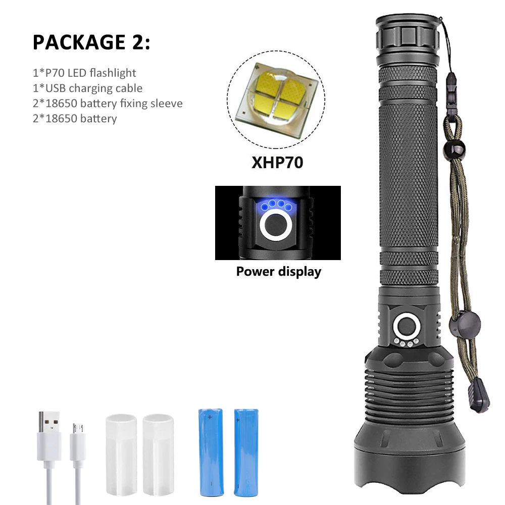 XHP70 XHP90 Мощный светодиодный вспышка светильник s XHP50 XHP70 зум тактический фонарь Водонепроницаемый светодиодный вспышка светильник 18650 26650 USB Перезаряжаемые Linterna фонарик - Испускаемый цвет: XHP70