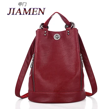 

2020 new backpack design ladies leather backpack teen student travel ladies school bag travel backpack retro backpack