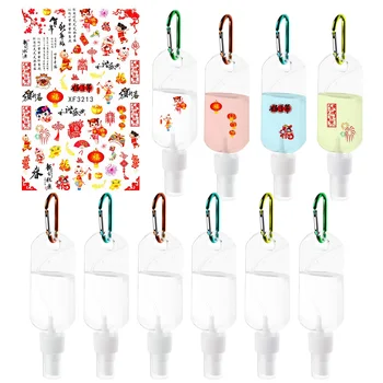 

10PCS 50ml Hand Sanitizer Bottle Leakproof Travel Fine Mist Spray Bottle with Carabiner Funnel Storage Bag for Alcohol Liquid