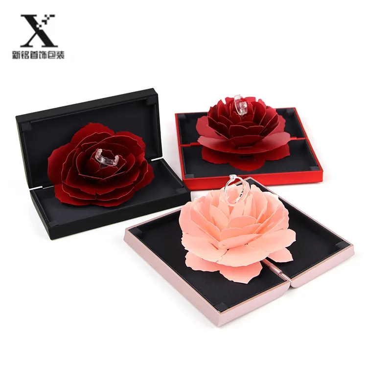 

Top Grade Creative Douyin Celebrity Style Rose Rotating Ring Box Height Adjustable Proposal Box Wedding Online Celebrity Ring Bo
