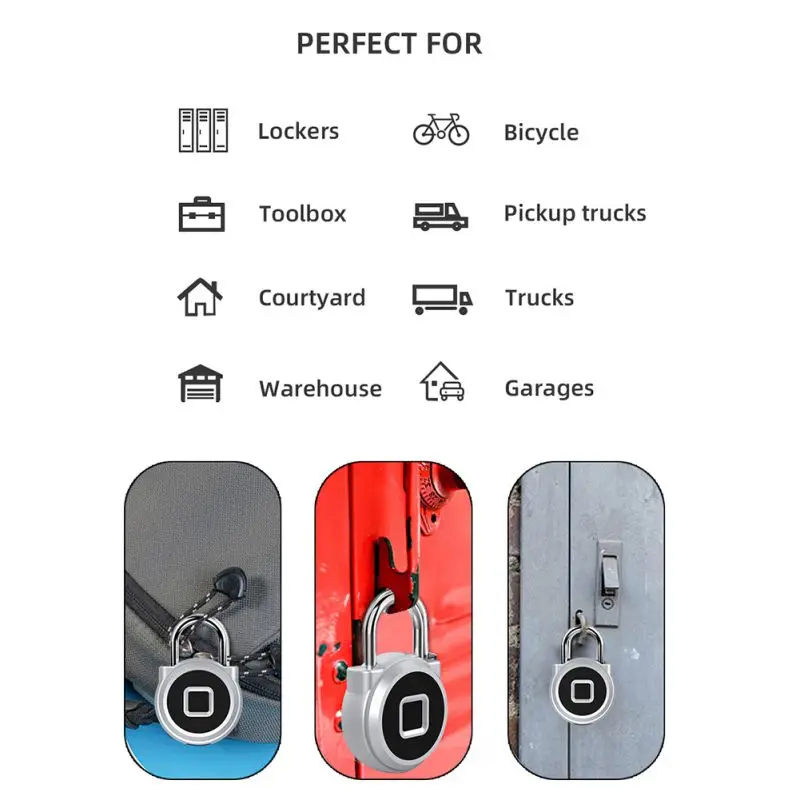P10 Mini USB Перезаряжаемый велосипедный Серебряный Умный Замок, работающий по отпечатку пальца с светодиодный индикатором