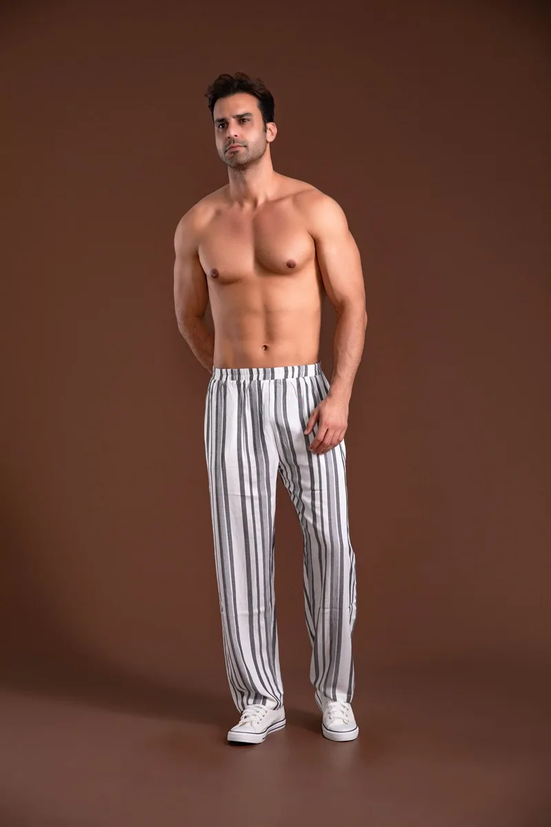 pink silk pajamas Mens Pajama Pants Casual Home Suit Sleep Bottoms Stripe Wear Outside Thin Man Trousers Loose Breathable Big Size Cp Pyjama Pants black pajama pants