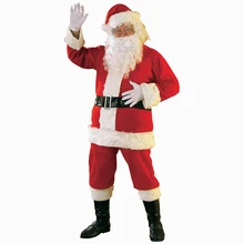 Роскошный Рождественский костюм для взрослых Санта-Клауса для мужчин и женщин, полный комплект, костюм Санта-Клауса, костюм для костюмированной вечеринки