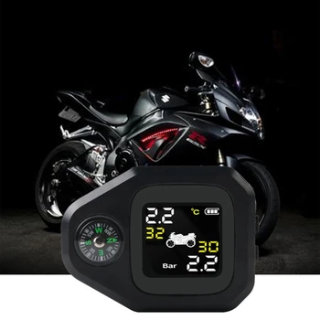 

Motorcycle 2 in 1 Tire Pressure Monitor with Compass Wireless High-precision Monitoring System Waterproof Cordless Alarm