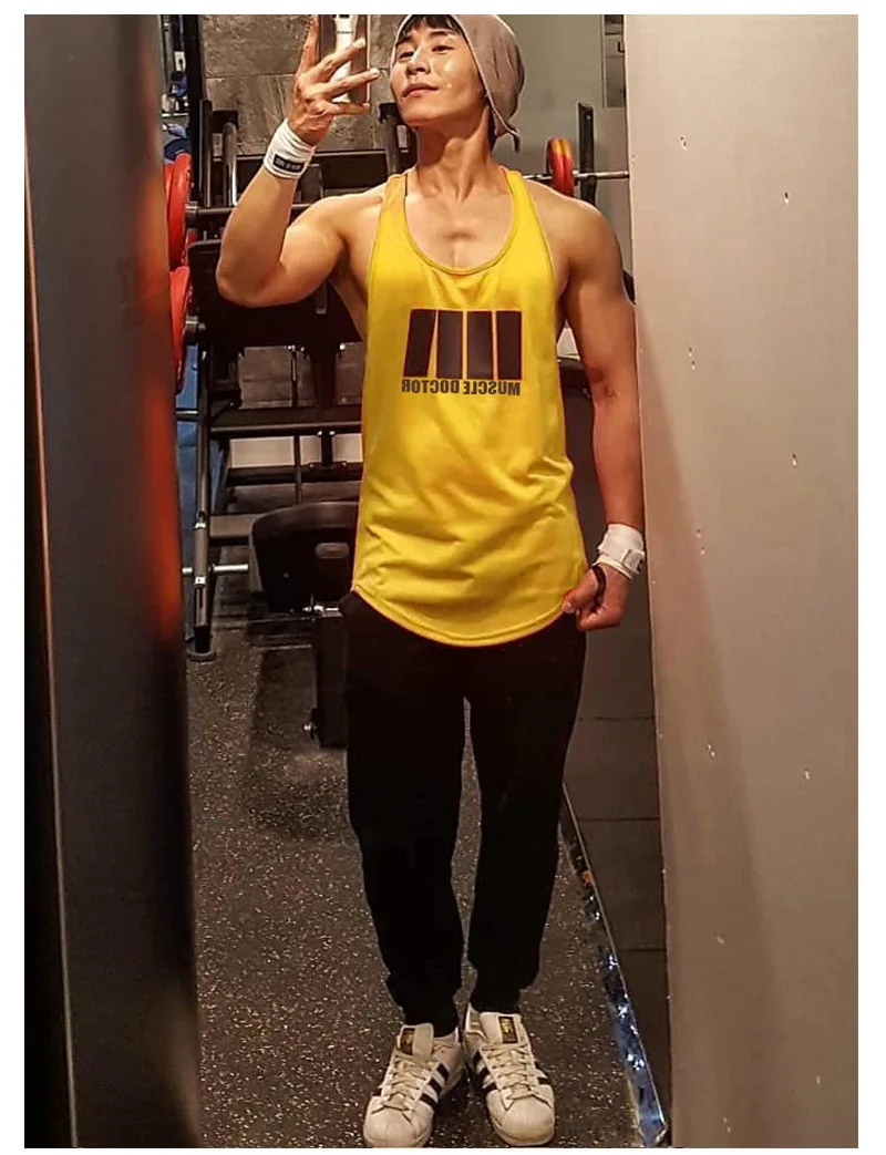 Muscle Dr. Brothers, корейский стиль, свободный, корейский стиль, спортивный жилет, мужской, чистый хлопок, для бега, i-образный жилет, настраиваемый