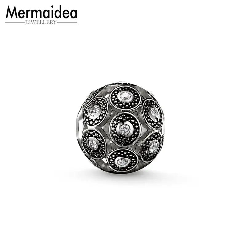 Бусины в стиле арт деко черные Посеребренные стразы бусины подходит для браслета