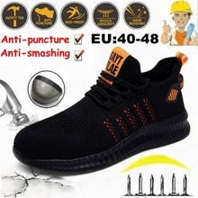 Outdoor Men's Work Steel Head Safety Shoes Comfortable Breathable Safety Boots Men's Sports Shoes Hiking Shoes Plus Size 40-48