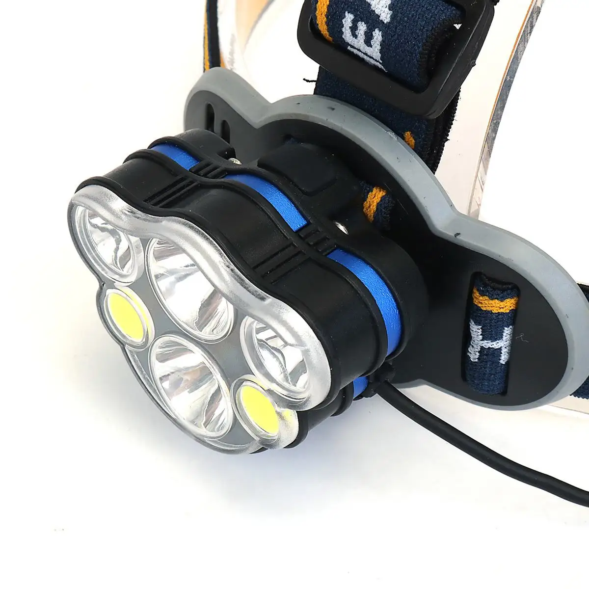 Super Bright LED Headlamps Rechargeable 15000Lm 2T6+2xQ5+2xCOB Headlight USB Camping Fishing Head Lantern With USB Cable
