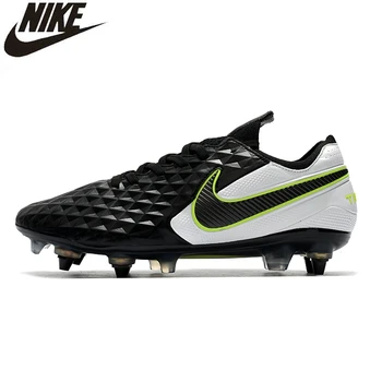 

Nike Tiempo Legend 8 Elite SG-Pro AC Flyknit 360 Knit Sneakers Men Soccer Boots Low Cut Football Cleats Shoes Mans Blue Boots